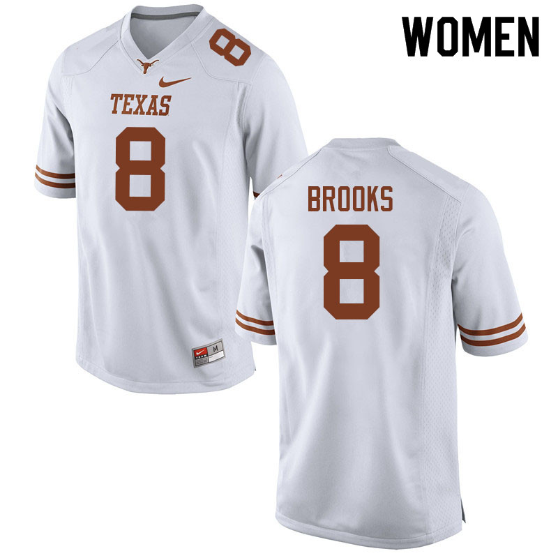 Women #8 Terrance Brooks Texas Longhorns College Football Jerseys Sale-White